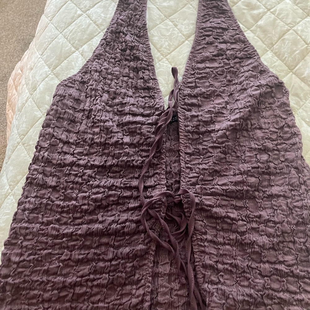 Zara Purple Textured Halter Top